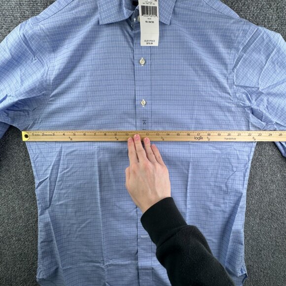 NWT Polo Ralph Lauren Men EASY CARE Button Up Shirt BLUE WHITE 16 34/35 Adult - Picture 5 of 15